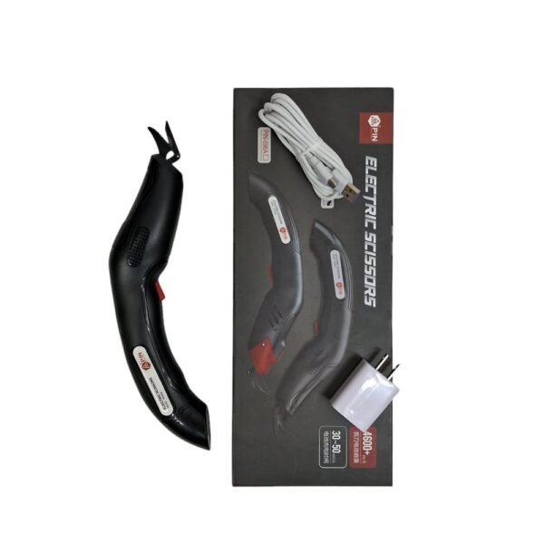 Pin Electric Scissors - A sleek, cordless tool with a comfortable grip and sharp blades, designed for precise and effortless cutting of various materials