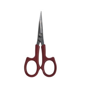 Close-up of Precision Embroidery Scissors with sharp stainless steel blades and ergonomic handles, designed for accurate and comfortable cutting of threads and fabric.