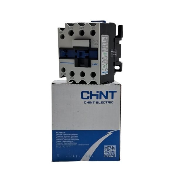 Chint AC Contactor NC1-2510: A 230V AC contactor designed for reliable and efficient power control in industrial settings, featuring a compact and durable design.