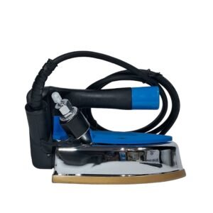 "Yoke Gravity Steam Iron UK-999 showcasing its sleek design, with a 1600W power rating and advanced steam technology for efficient wrinkle removal. Features ergonomic handle and precision steam control."