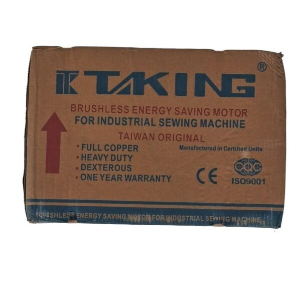 Here’s a suggestion for alt text for an image of the TK-7101 Heavy Duty Copper Motor: **"TK-7101 Heavy Duty Copper Motor with a fully copper construction, featuring a 550W power output, AC220V voltage, adjustable RPM range of 0-4500, and a 65mm pully. Compact dimensions of 30.5 x 23.7 x 21 cm, with a net weight of 3.55 kg and a gross weight of 4.0 kg. Manufactured in Taiwan and ISO9001 certified, includes a one-year warranty."**